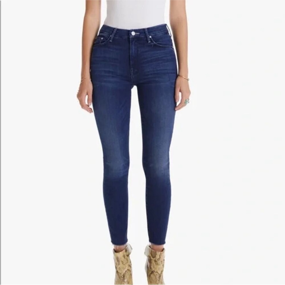 Mother 25 Ankle Fray the Looker Dark Wash Jeans in Tongue in Chic